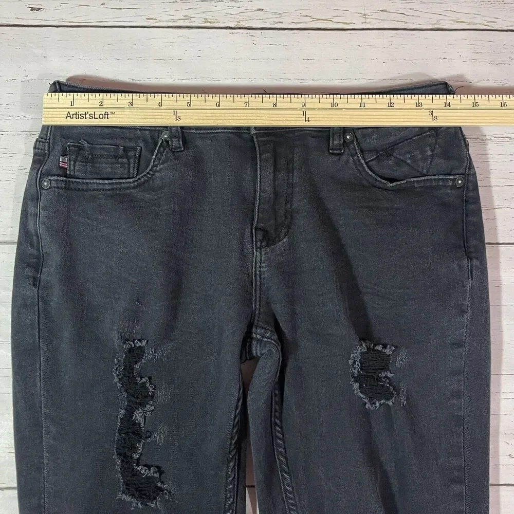 Vigoss The Jagger Jeans Women’s 28 Black Distressed Super Skinny 29 Inseam